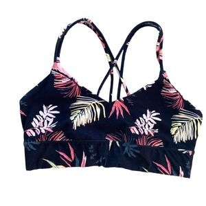 JoyLab Joy Lab sports bra yoga top v-neck strappy back black pink size medium